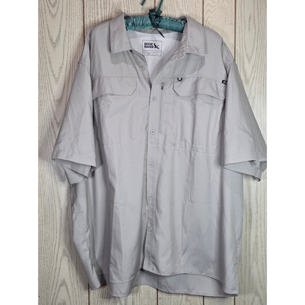 Eddie Bauer Mens XXXL Gray Short Sleeve Ripstop Fishing Shirt EB007166 XXXL